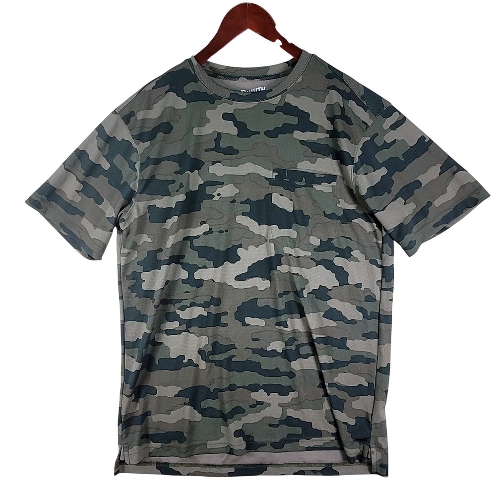 Duluth Trading Co T-Shirt Mens M Green Camo Excellent Relaxed Fit Pocket Tee